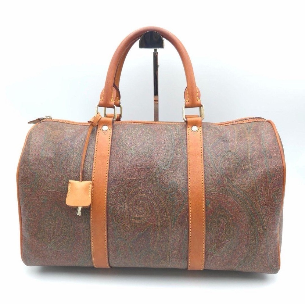 Vintage Etro Milano Paisley Boston Weekender Duffel Travel Bag Italy